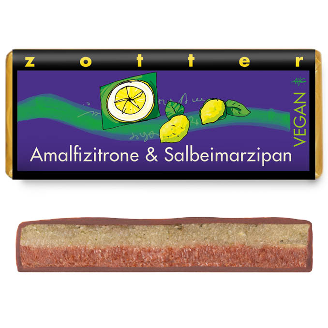 Zotter - Šokolaad „Amalfi sidrun ja salvei martsipan“. VEGAN