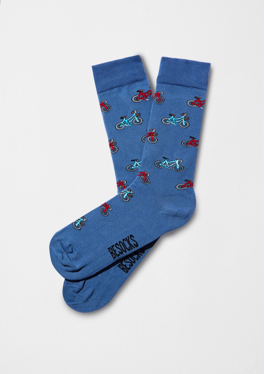 Sokid "Jalgrattad" 1 Jalgratta mustriga sinised sokid