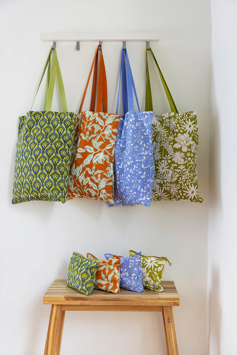 Puuvillane ostukott "Õite võlu" 6 Orgaanilisest puuvillast ostukotid