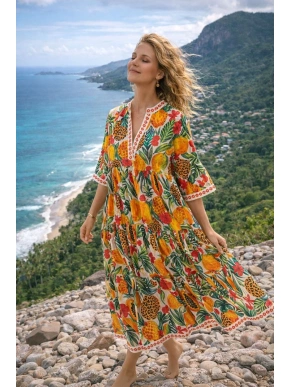 V-kaelusega boho stiilis maksikleit