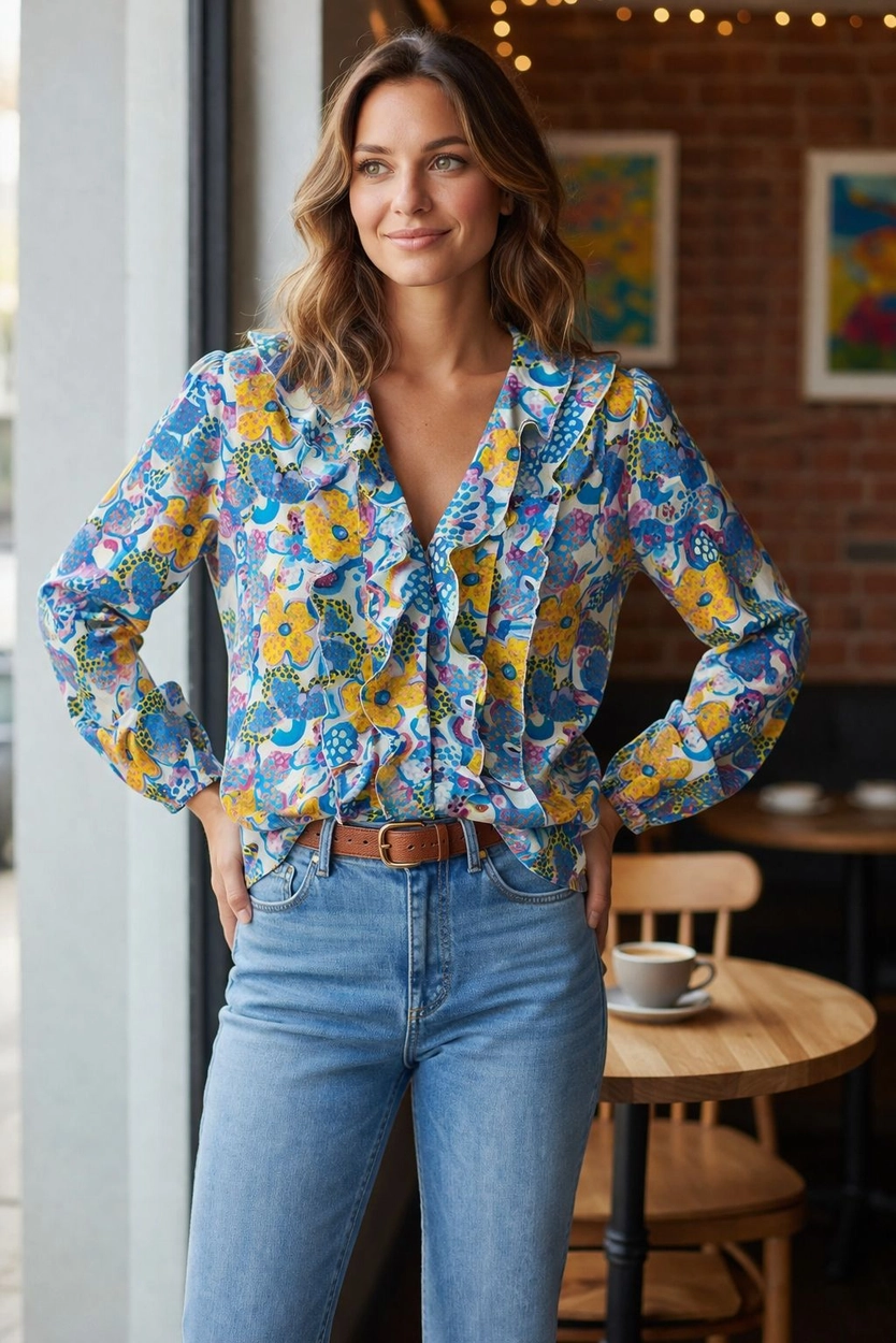 Boho stiilis volangidega pluus