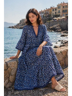 Batikmustriga puuvillane maksikleit