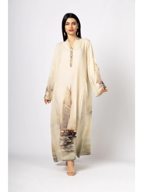 Purjelaeva motiiviga viskoosist kaftan