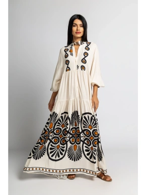 Boho-mustriga viskoosist maksikleit